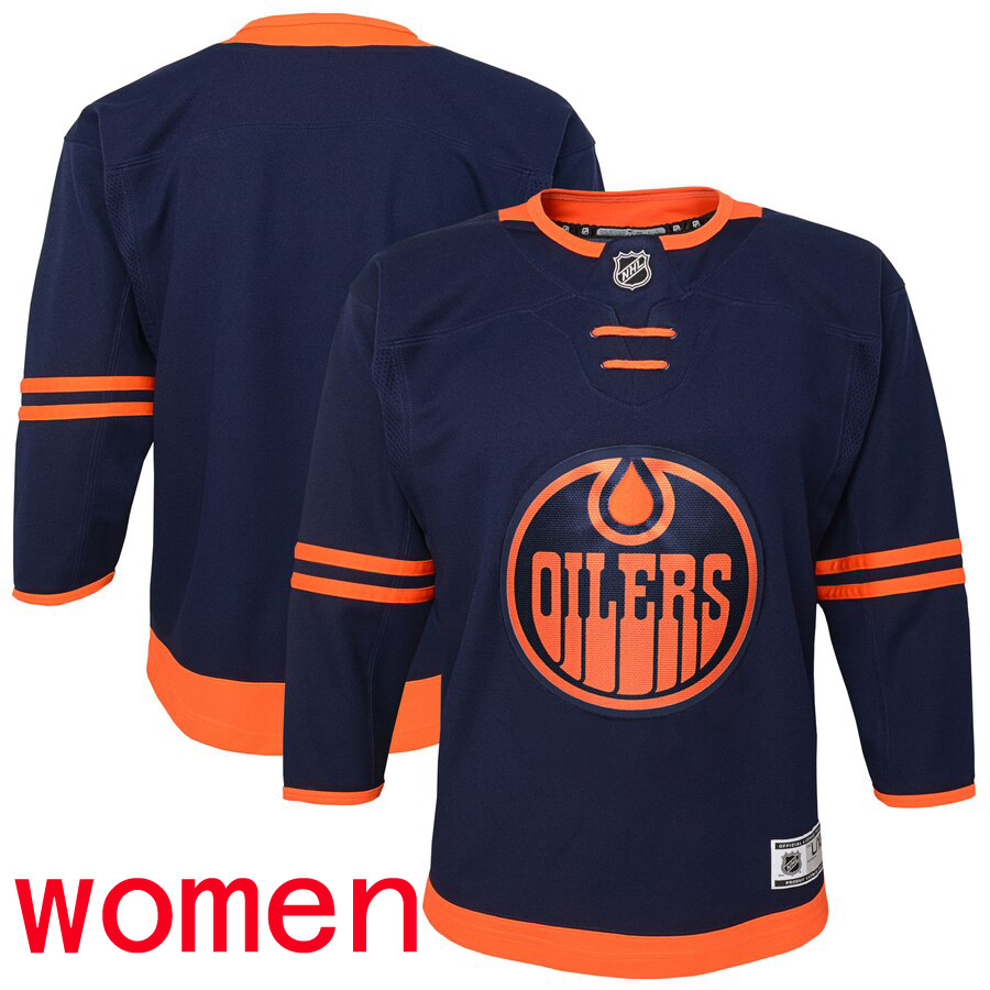 Cheap Custom Edmonton Oilers Women Alternate Premier Navy NHL Jersey